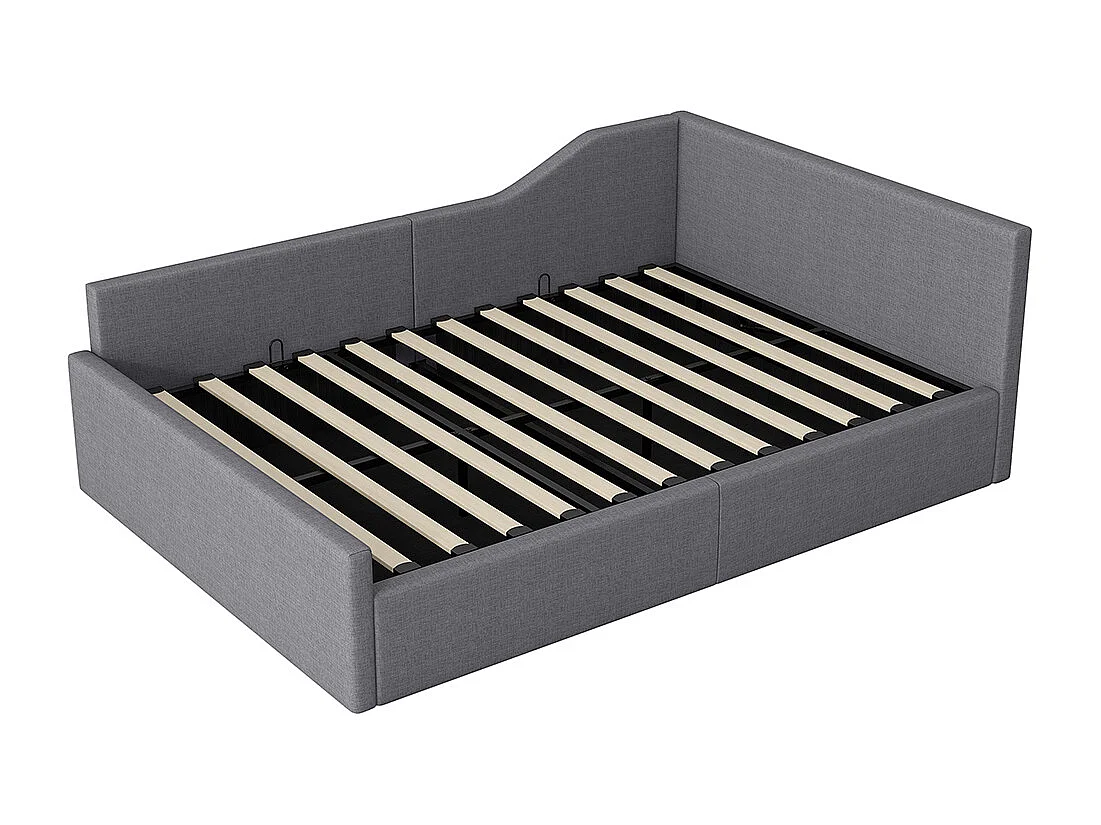 Lit coffre rembourré 140x200 rangement dessous gris