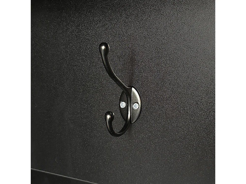 Vestiaire noir banc rangement chaussures multifonctionnel 3 crochets suspendus espace rangement ouvert étagères couloir