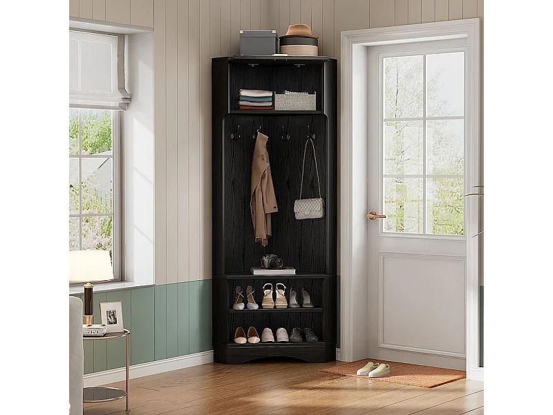 Vestiaire noir armoire moderne vestiaire d'entrée 4 crochets suspendus