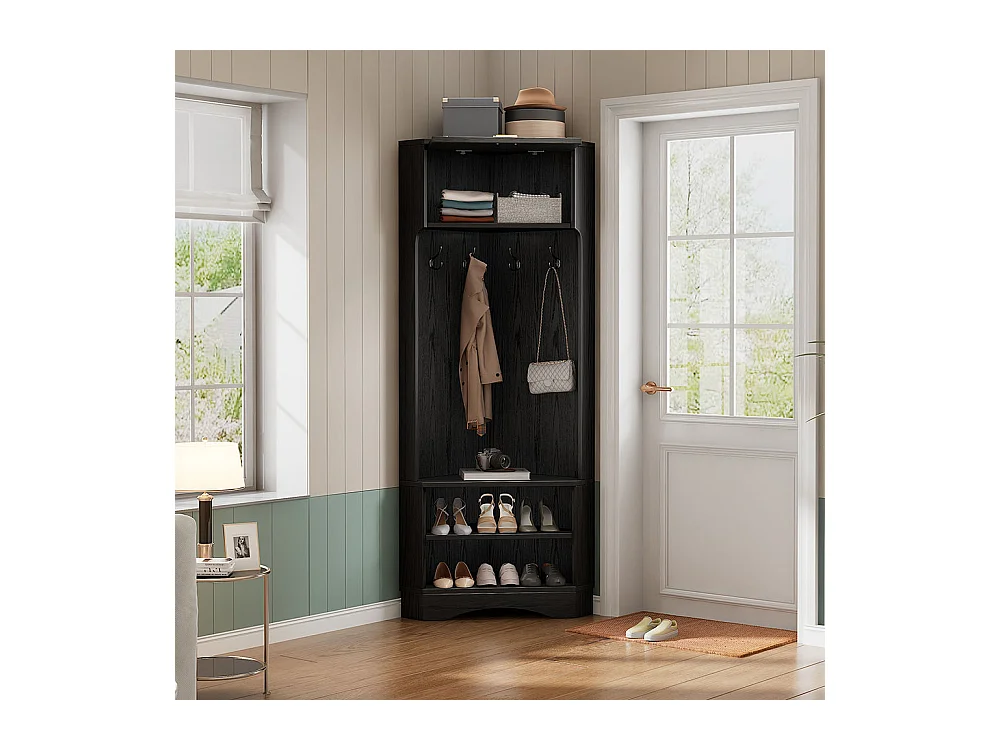 Vestiaire noir armoire moderne vestiaire d'entrée 4 crochets suspendus