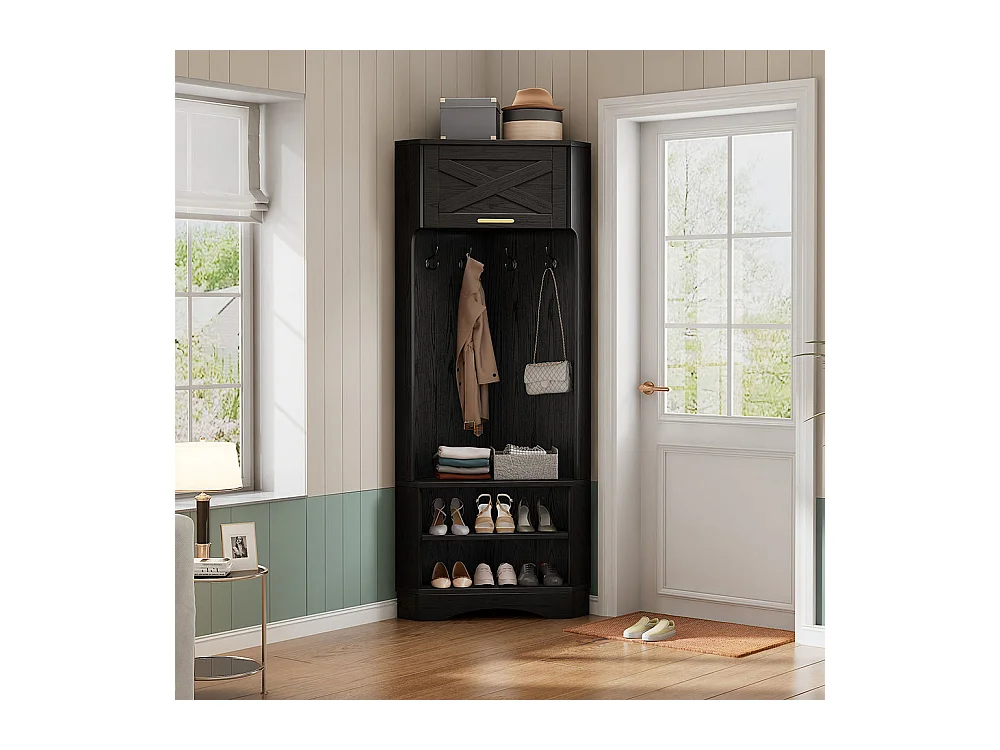 Vestiaire noir armoire moderne vestiaire d'entrée 4 crochets suspendus