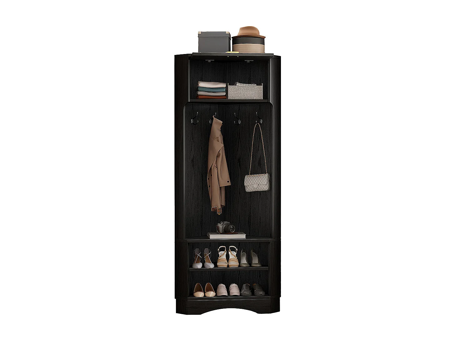 Vestiaire noir armoire moderne vestiaire d'entrée 4 crochets suspendus