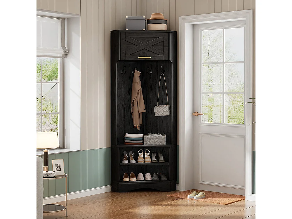 Vestiaire noir armoire moderne vestiaire d'entrée 4 crochets suspendus