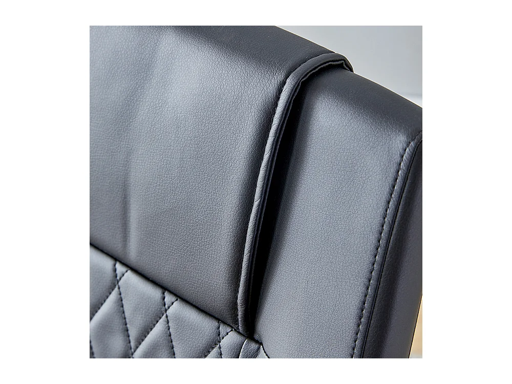 Chaise salle à manger PU noir style nordique lot de 4 dossier maille pieds métal argenté brillant antidérapants