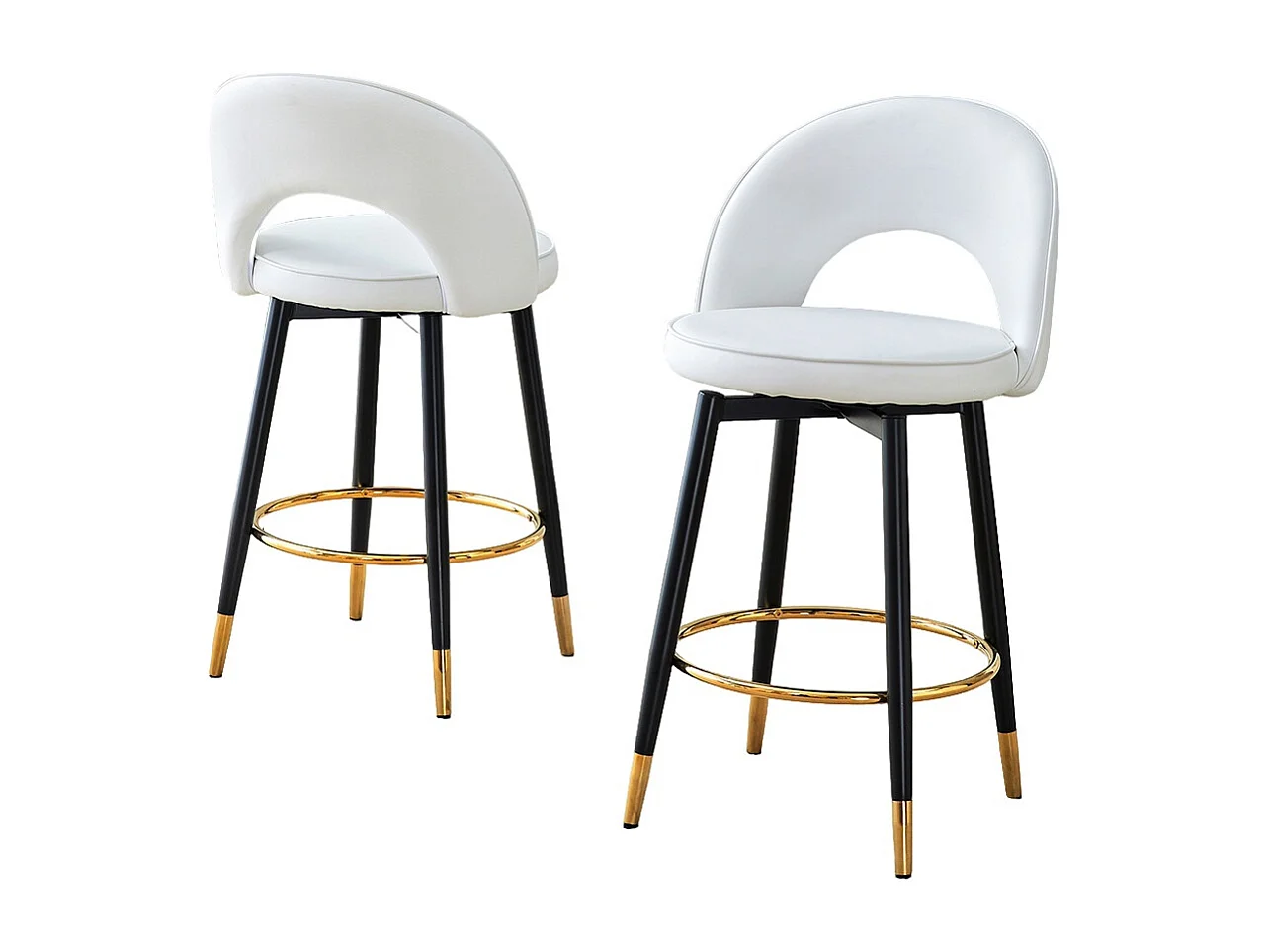 Chaise bar pivotante 360° PU blanc moderne rembourrée confortable polyvalente lot de 2