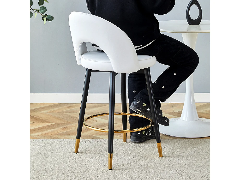 Chaise bar pivotante 360° PU blanc moderne rembourrée confortable polyvalente lot de 2