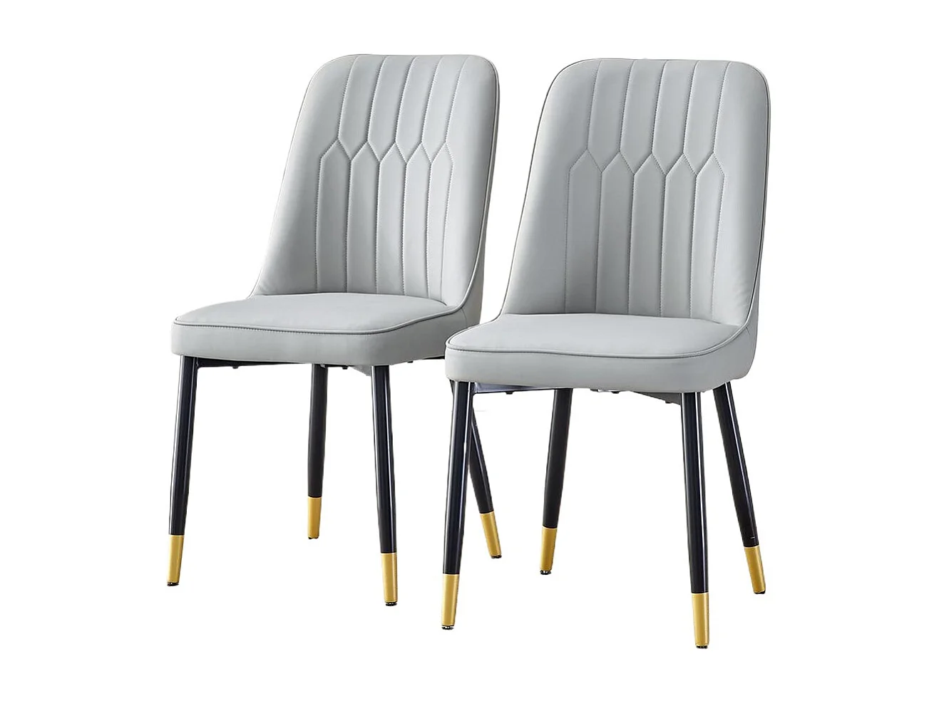 Lot de 2 chaises modernes gris clair dossier rembourré cuir PU pieds métal noir polyvalentes salle à manger cuisine chambre