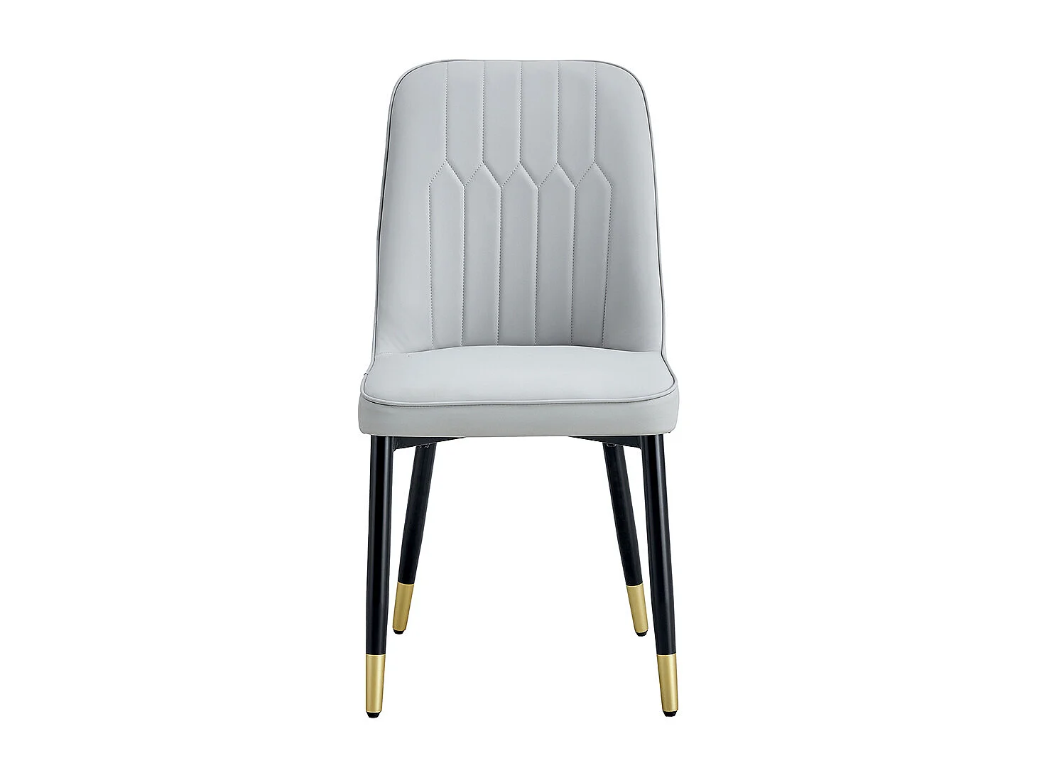 Lot de 2 chaises modernes gris clair dossier rembourré cuir PU pieds métal noir polyvalentes salle à manger cuisine chambre