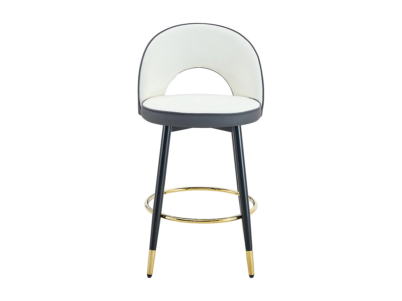 Chaise bar pivotante 360° PU blanc gris foncé rembourrée confortable lot de 2