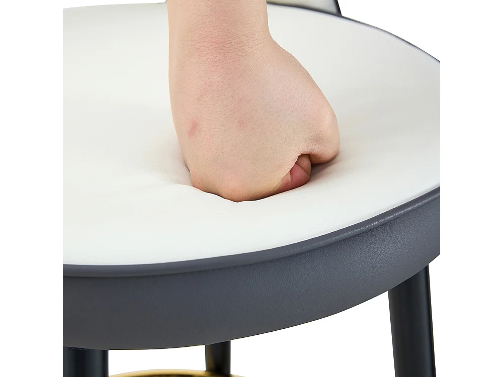 Chaise bar pivotante 360° PU blanc gris foncé rembourrée confortable lot de 2