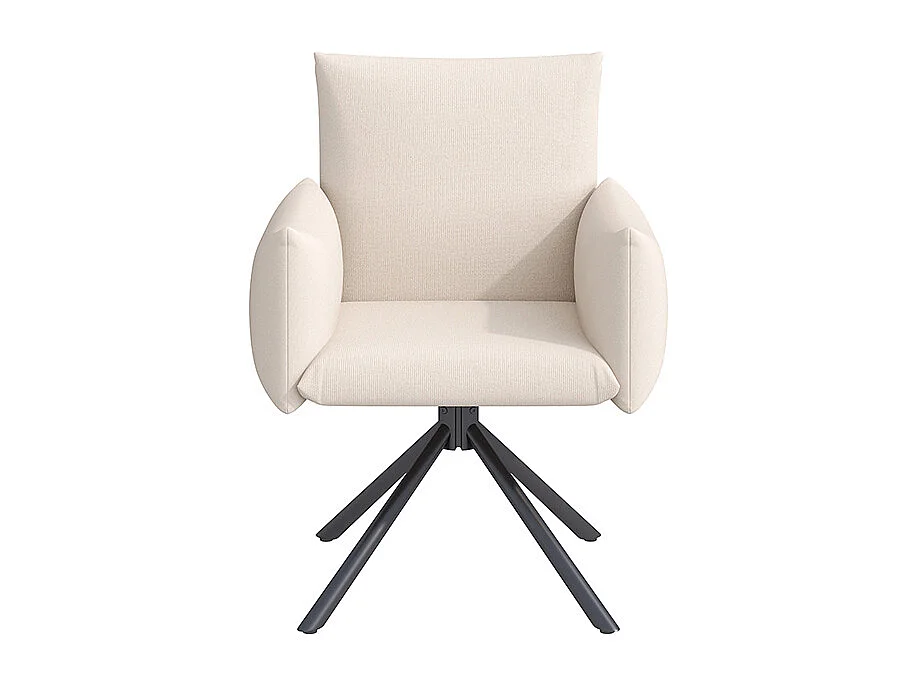 Set van 6 eetkamerstoelen, gestoffeerde stoel met 4 metalen poten, 360° draaibare stoel, lendensteun, beige fluweel