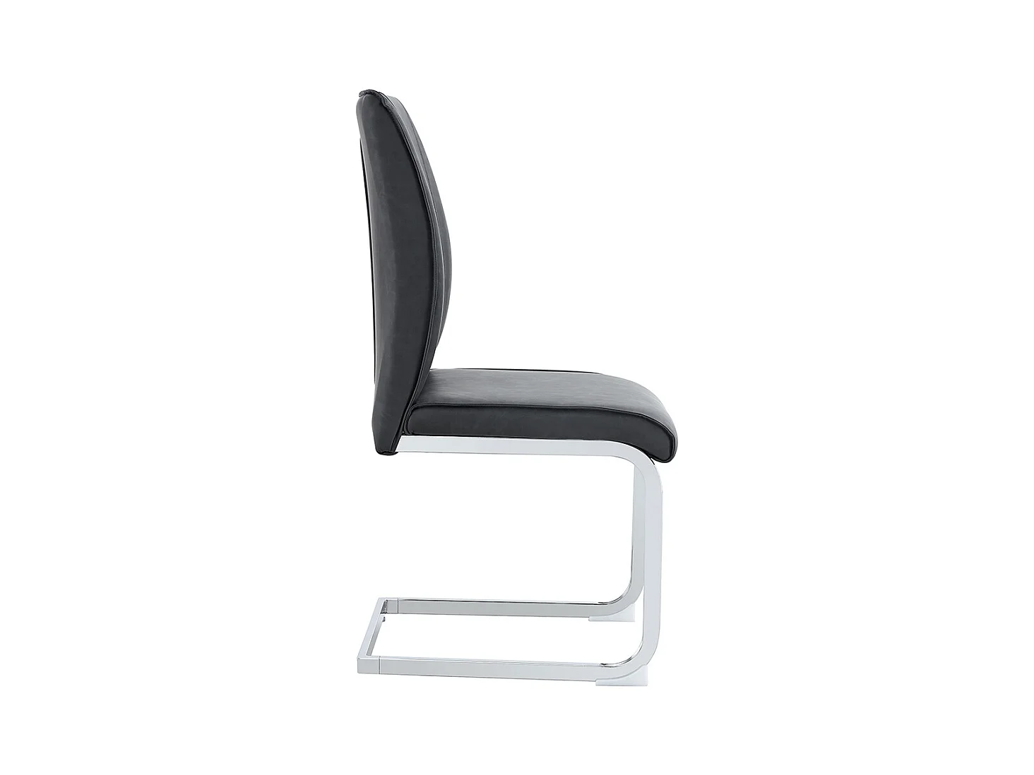 Lot de 2 chaises PU gris coussins confortables pieds métal argenté design moderne