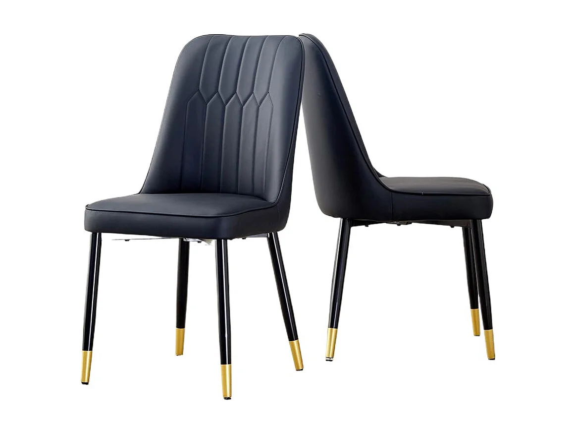 Lot de 2 chaises modernes noir dossier rembourré cuir PU pieds métal noir polyvalentes salle à manger cuisine chambre