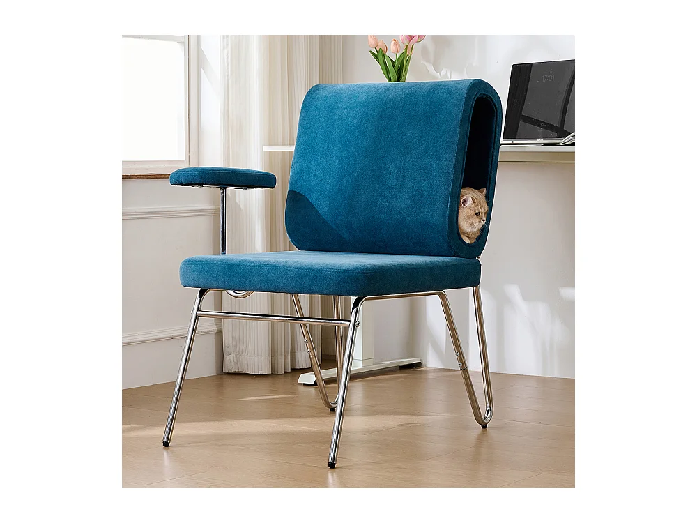 Chaise bureau niche chat animaux domestiques résistant griffes siège large accoudoirs interchangeables conviviale niche dossier