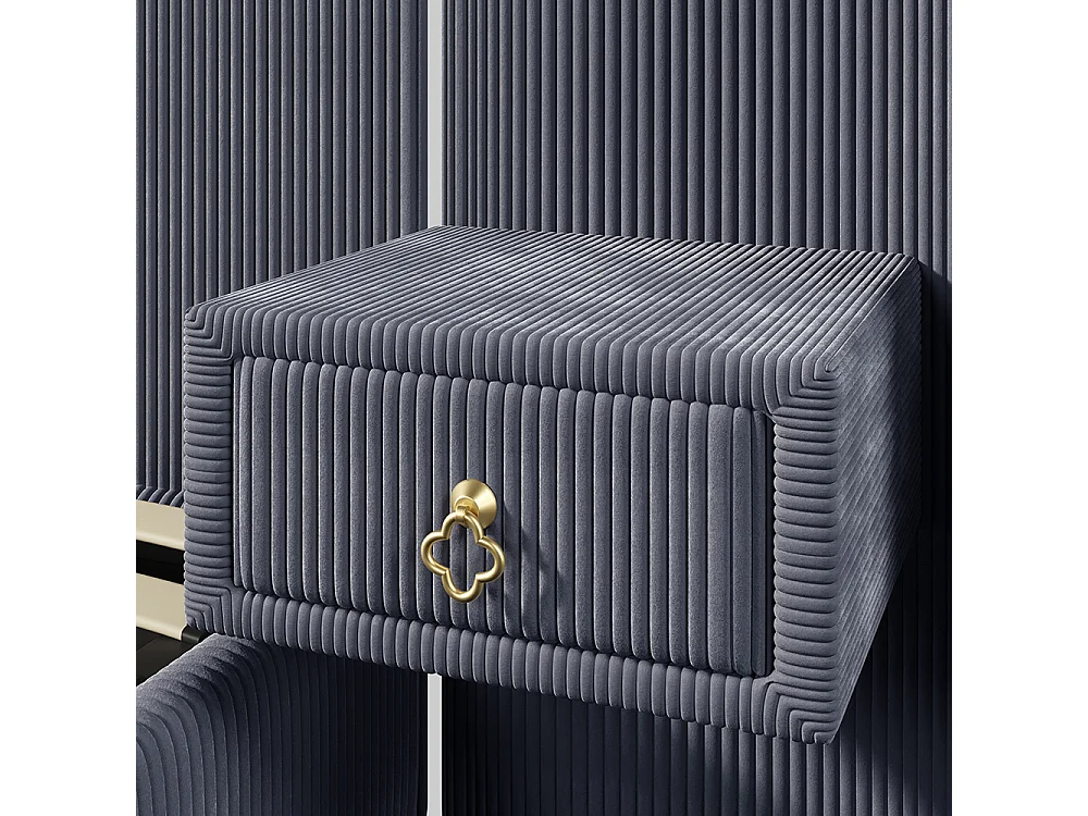 Lit coffre rembourré 180x200 cm bande LED rangement hydraulique 2 tiroirs USB+TYPE-C velours sans matelas gris