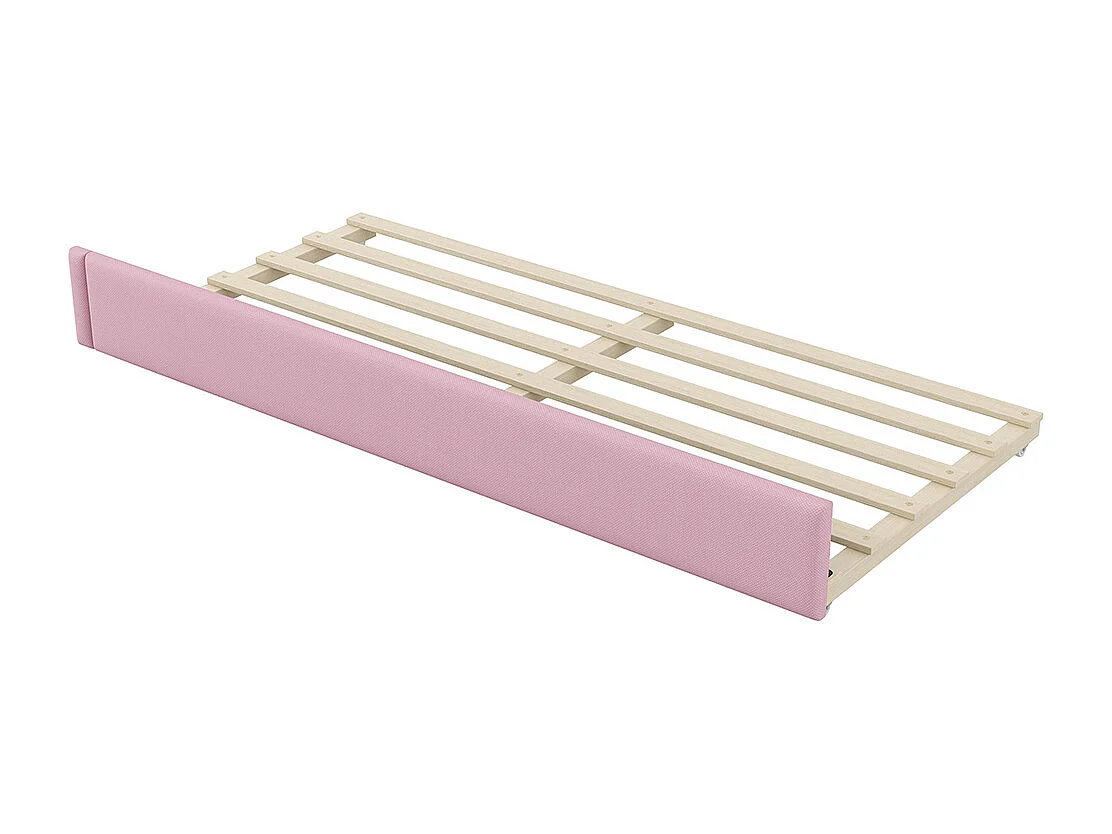 Lit combiné rembourré 90x200 ports USB bande LED lit gigogne bureau rose
