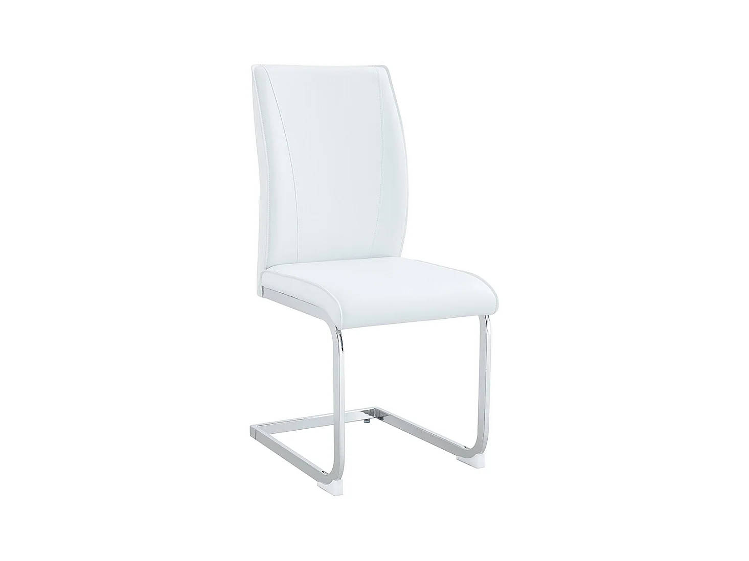 Lot de 2 chaises PU blanc coussins confortables pieds métal argenté design moderne