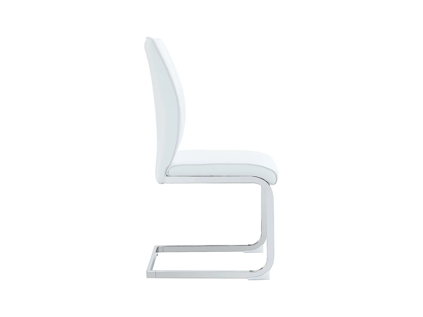 Lot de 2 chaises PU blanc coussins confortables pieds métal argenté design moderne