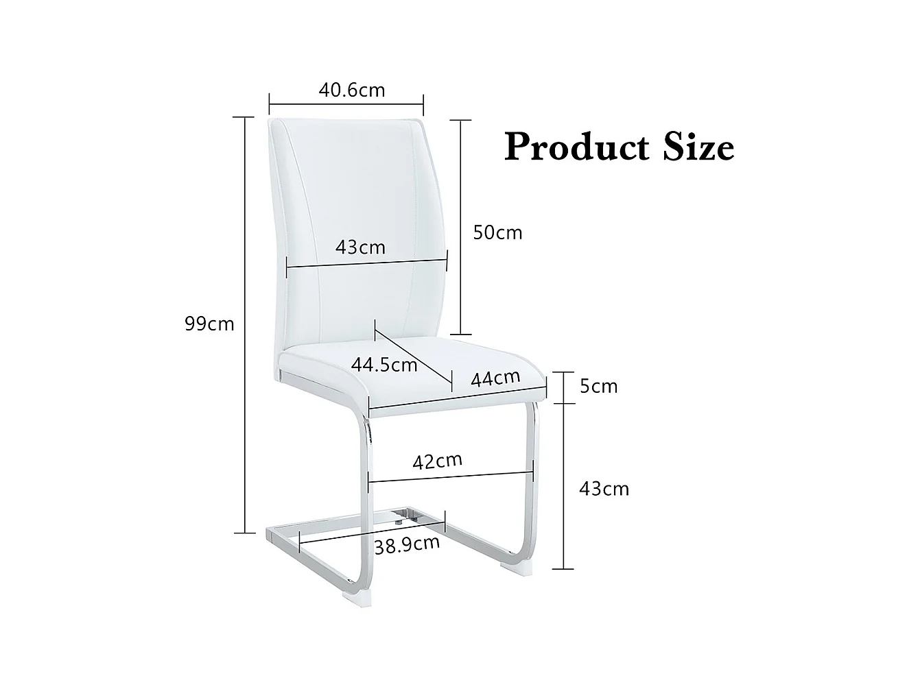 Lot de 2 chaises PU blanc coussins confortables pieds métal argenté design moderne