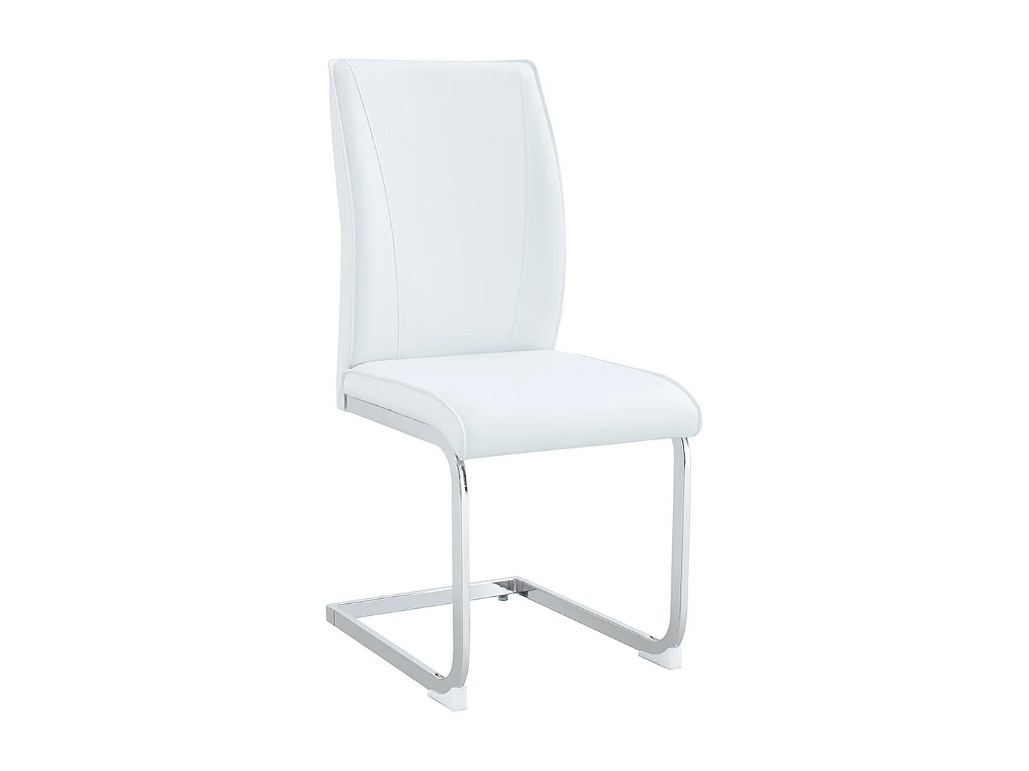 Lot de 2 chaises PU blanc coussins confortables pieds métal argenté design moderne