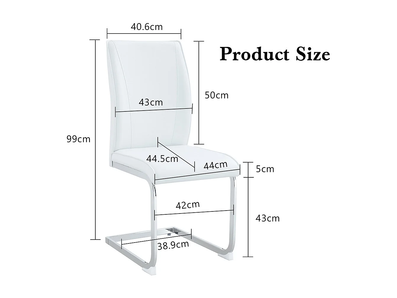 Lot de 2 chaises PU blanc coussins confortables pieds métal argenté design moderne