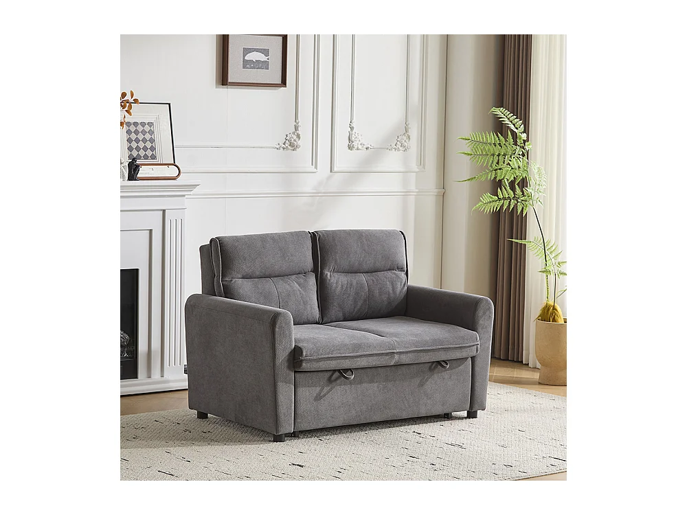 Canapé convertible 2 places moderne avec fonction couchette et dossier réglable grands coussins de dossier inclus gris antique