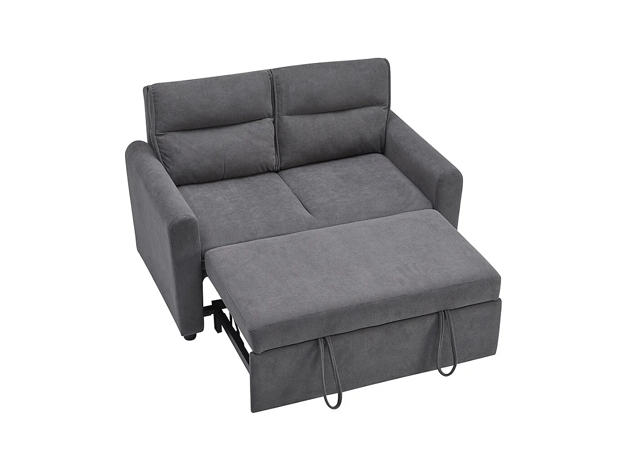 Canapé convertible 2 places moderne avec fonction couchette et dossier réglable grands coussins de dossier inclus gris antique