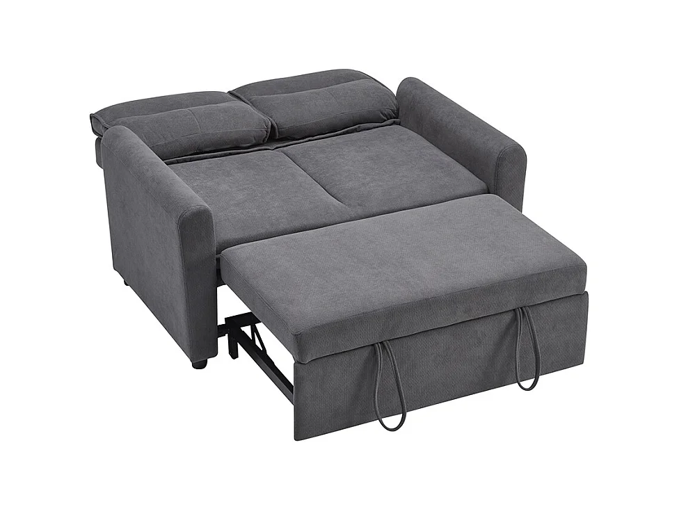 Canapé convertible 2 places moderne avec fonction couchette et dossier réglable grands coussins de dossier inclus gris antique