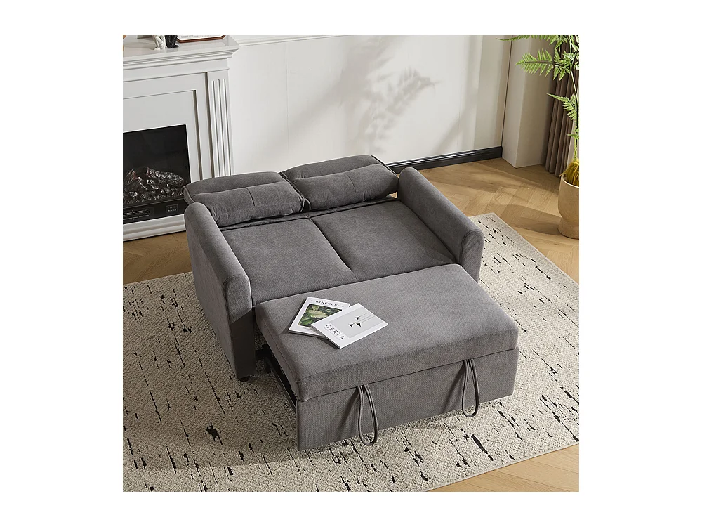 Canapé convertible 2 places moderne avec fonction couchette et dossier réglable grands coussins de dossier inclus gris antique