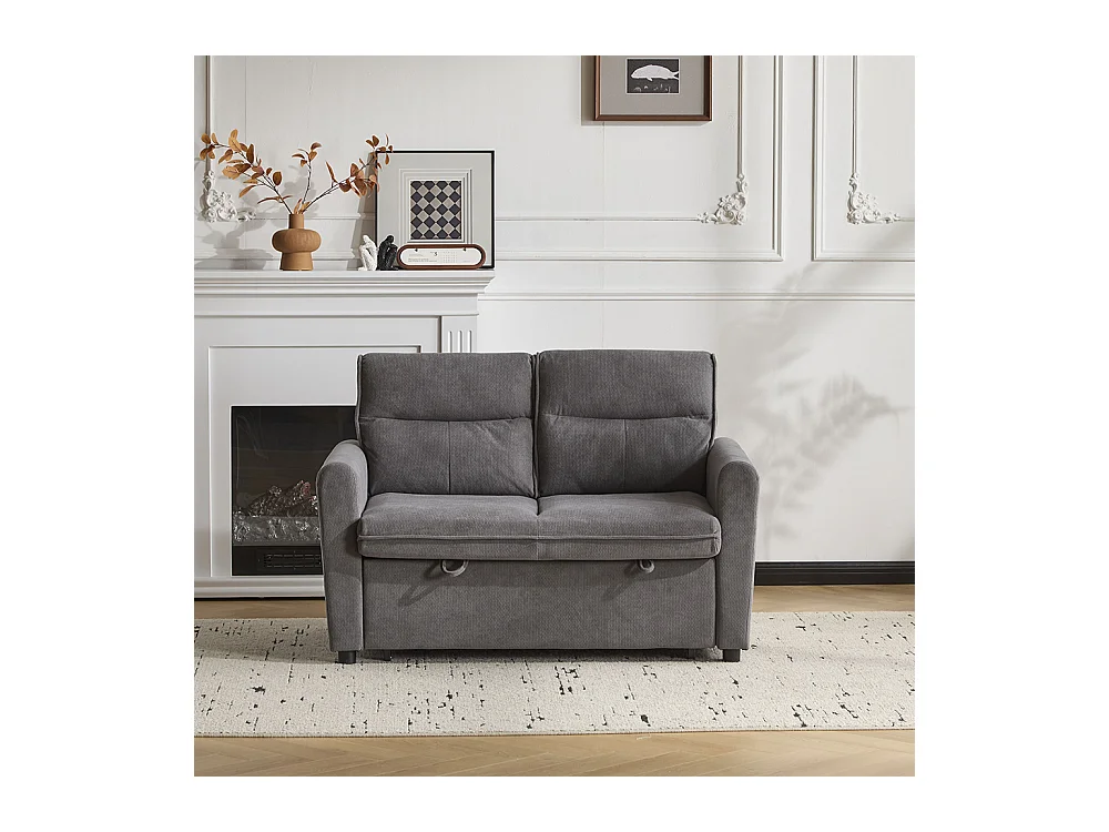 Canapé convertible 2 places moderne avec fonction couchette et dossier réglable grands coussins de dossier inclus gris antique