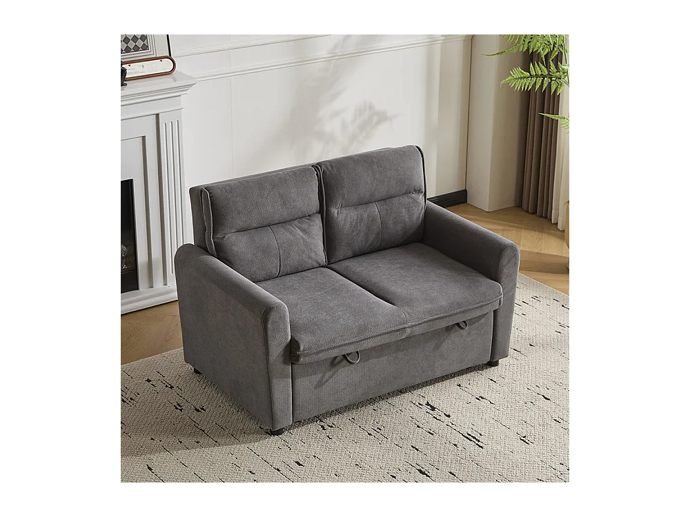 Canapé convertible 2 places moderne avec fonction couchette et dossier réglable grands coussins de dossier inclus gris antique