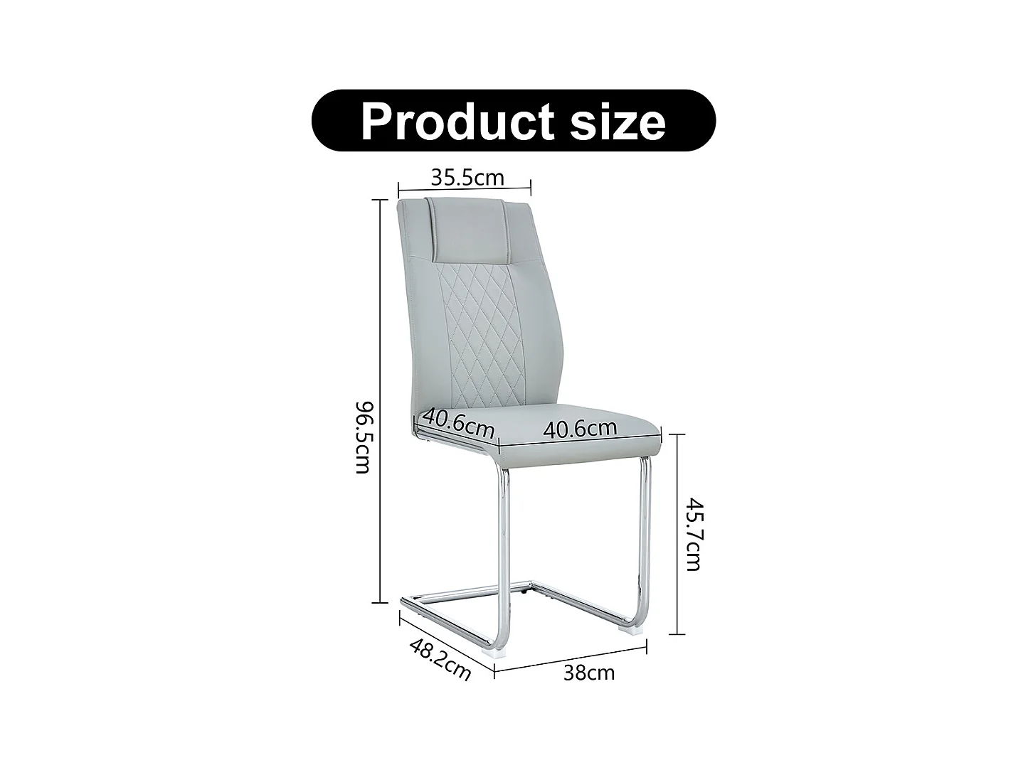 Chaise salle à manger PU gris clair style nordique lot de 4 dossier maille pieds métal argenté antidérapants