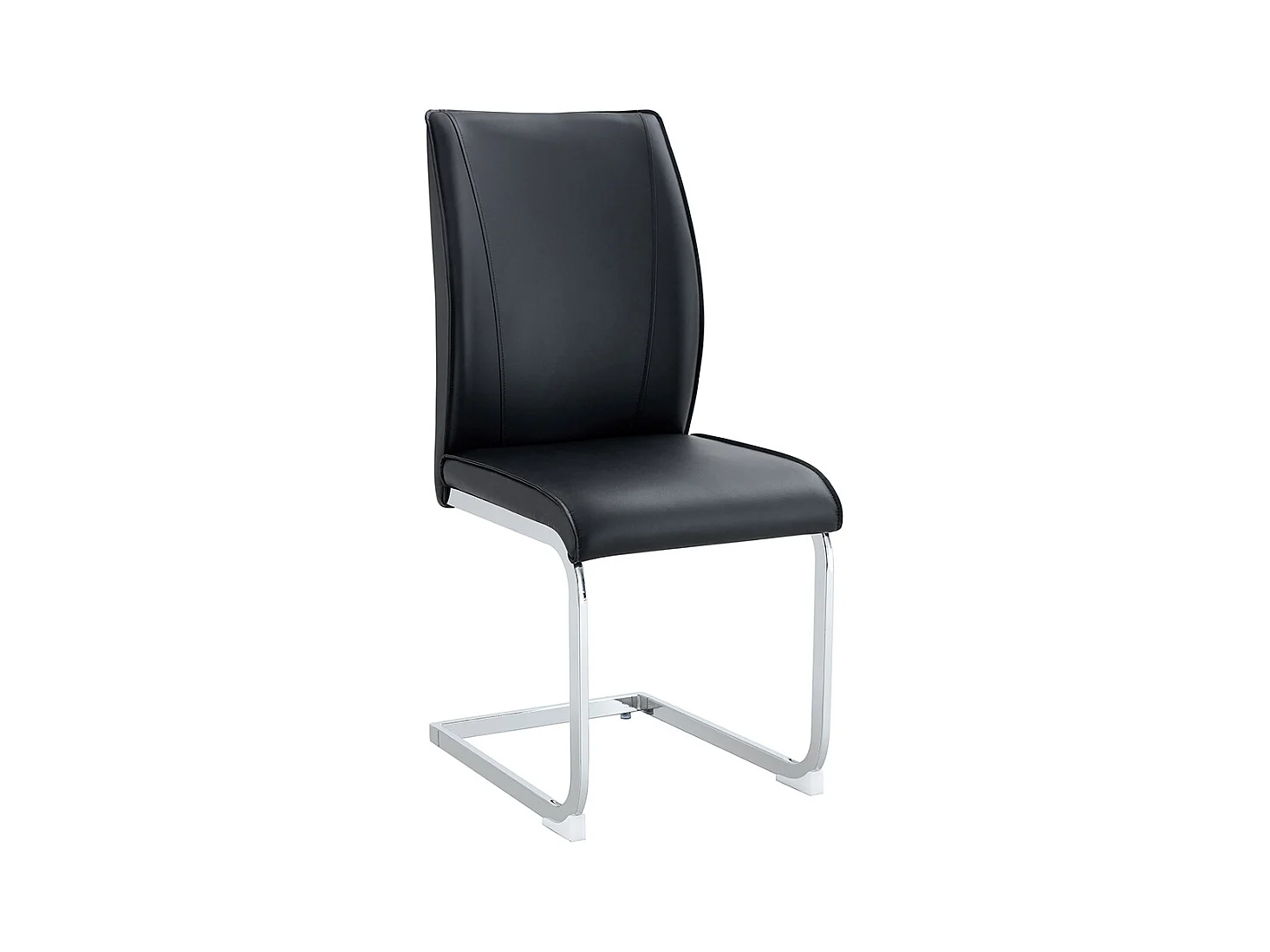 Lot de 4 chaises PU noir confortables pieds métal argenté élégance design moderne