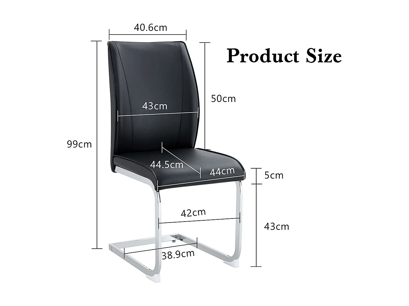 Lot de 4 chaises PU noir confortables pieds métal argenté élégance design moderne