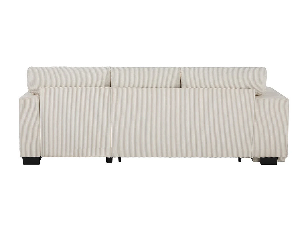 Canapé d'angle convertible fonction couchage L port USB coussins 3 places tablettes latérales espace rangement beige