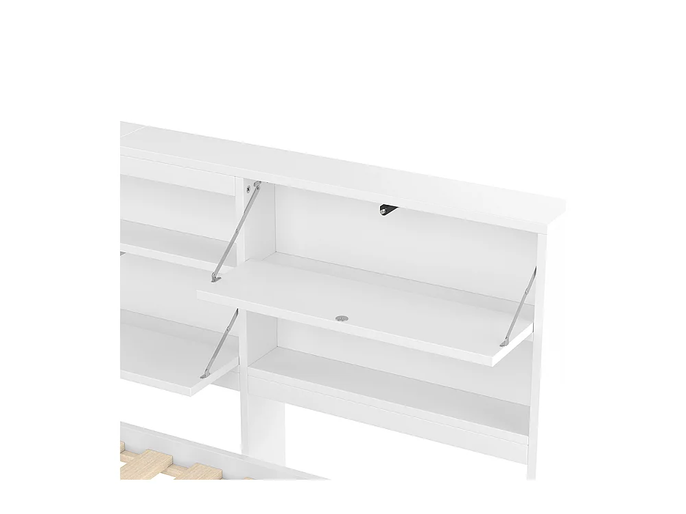 Lit combiné lit de jour canapé-lit 140x200 cm tête de lit rangement gigogne sans matelas blanc