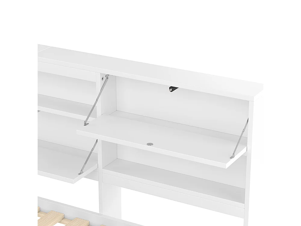 Lit combiné lit de jour canapé-lit 140x200 cm tête de lit rangement gigogne sans matelas blanc