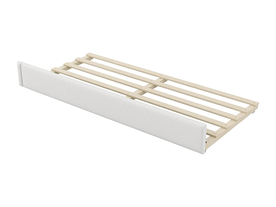 Lit combiné rembourré 90x200 ports USB bande LED lit gigogne bureau blanc