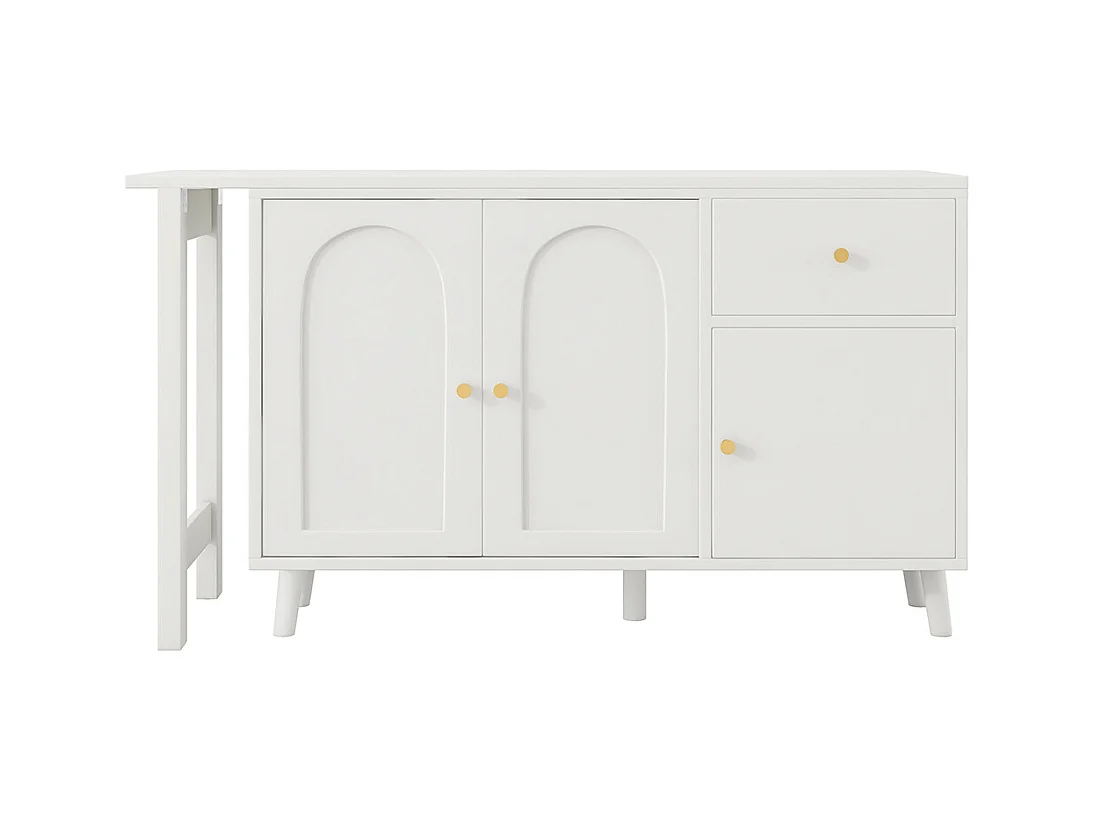 Bureau multifonction 2 en 1 buffet pivotant 360° 3 portes 1 tiroir certifié FSC élégant ordinateur dangle coiffeuse buffet