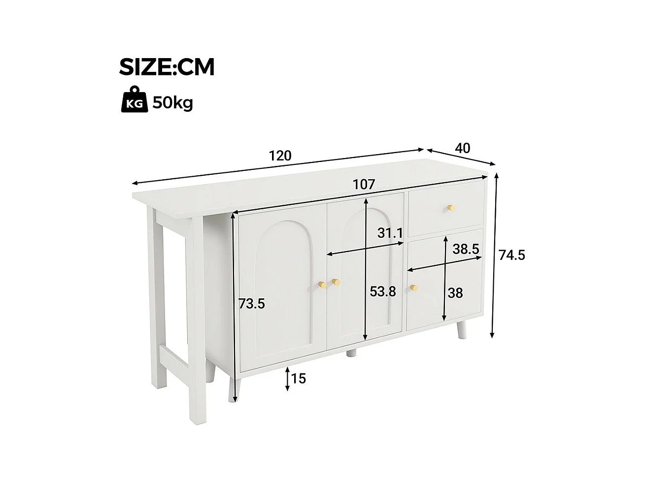 Bureau multifonction 2 en 1 buffet pivotant 360° 3 portes 1 tiroir certifié FSC élégant ordinateur dangle coiffeuse buffet