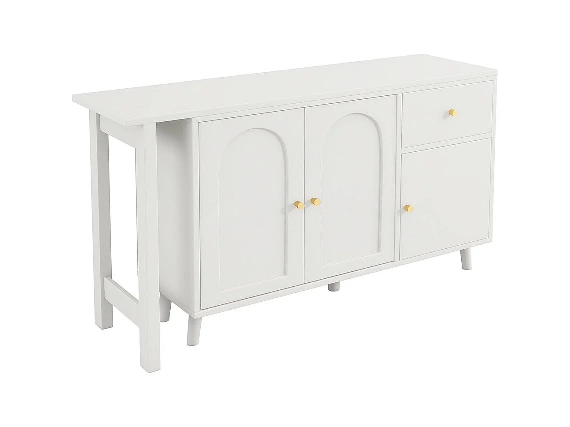 Bureau multifonction 2 en 1 buffet pivotant 360° 3 portes 1 tiroir certifié FSC élégant ordinateur dangle coiffeuse buffet