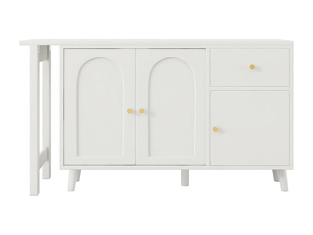 Bureau multifonction 2 en 1 buffet pivotant 360° 3 portes 1 tiroir certifié FSC élégant ordinateur dangle coiffeuse buffet