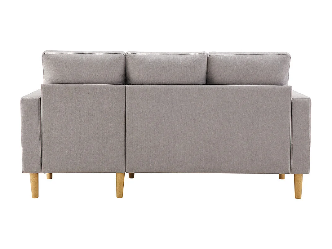 Canapé d'anglemoderne L 3 places chaise longue espace rangement porte-gobelet intégré 2 coussins multi-usage gris clair