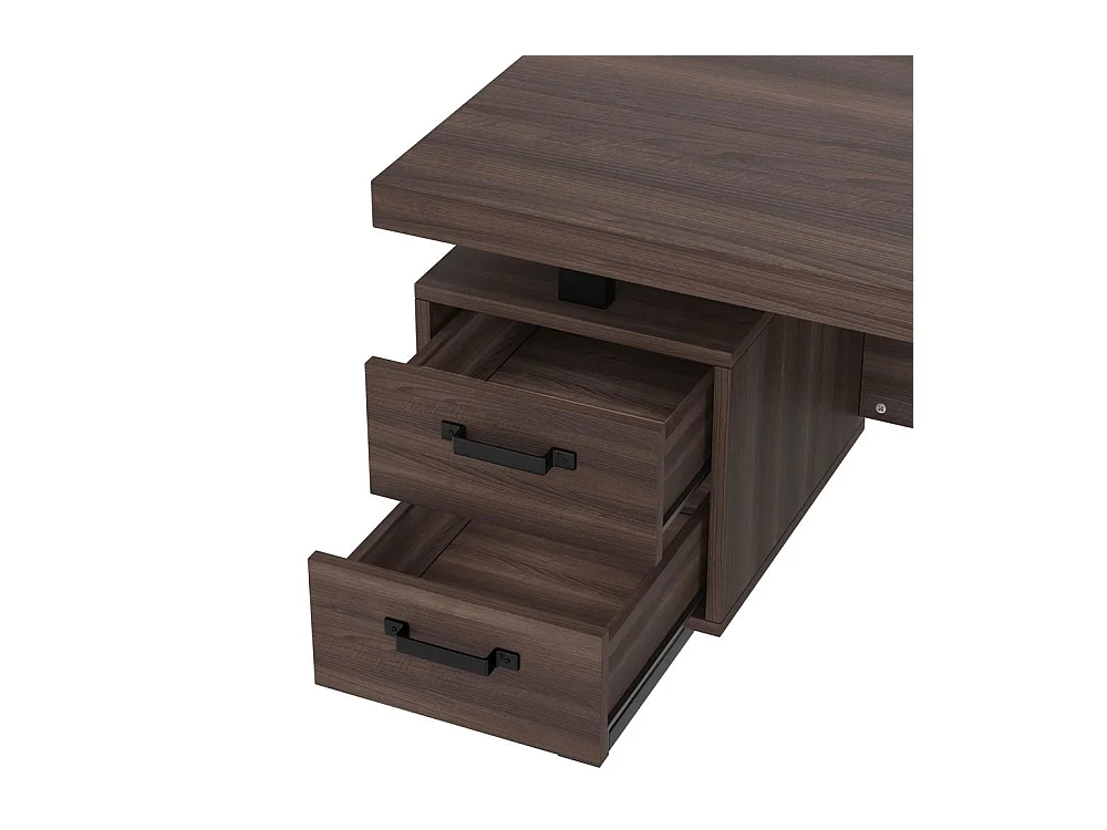 Bureau simple plateau MDF tube acier tiroir silencieux classeur spacieux antieclaboussures rangement efficace marron