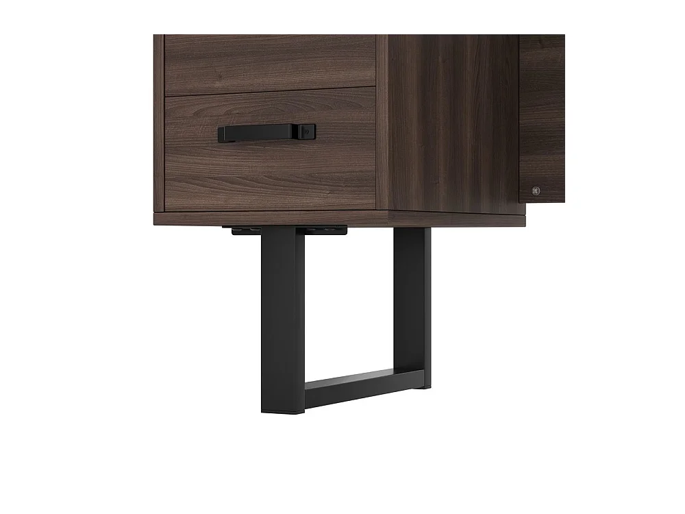 Bureau simple plateau MDF tube acier tiroir silencieux classeur spacieux antieclaboussures rangement efficace marron