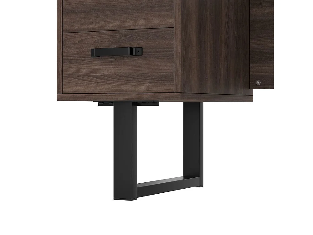 Bureau simple plateau MDF tube acier tiroir silencieux classeur spacieux antieclaboussures rangement efficace marron