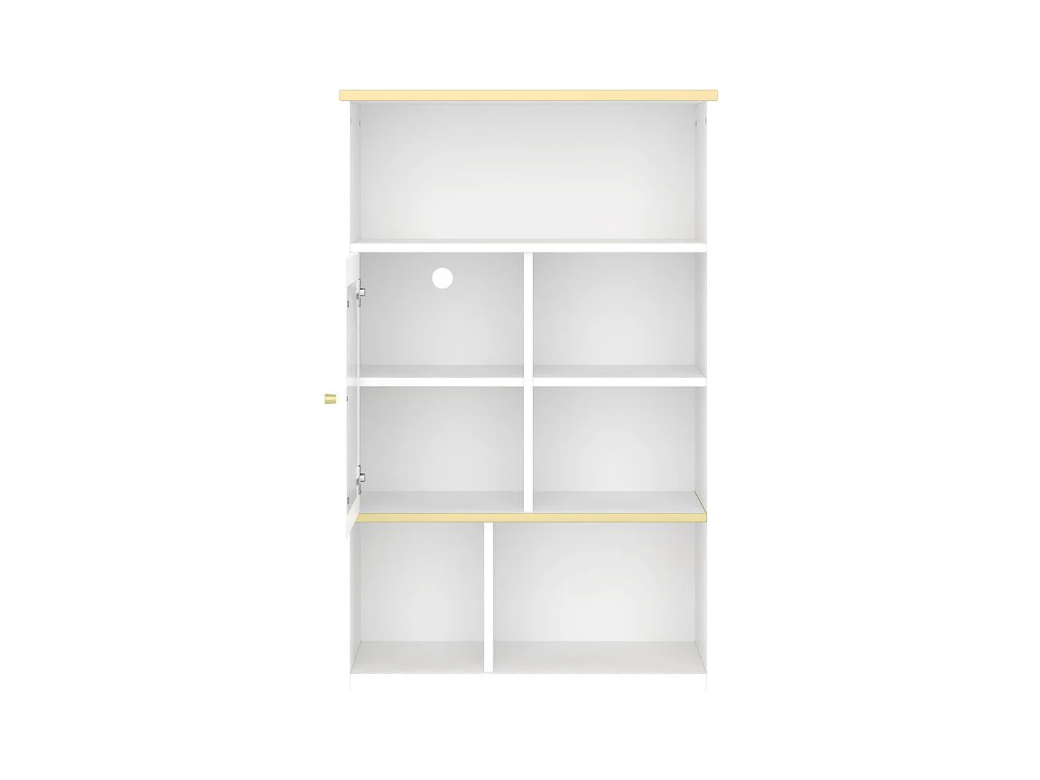 Bibliotheque multifonctionnelle rangement multicouche porte vitree deux tiroirs silencieux bande lumineuse couleur telecommandee pieds metal blanc