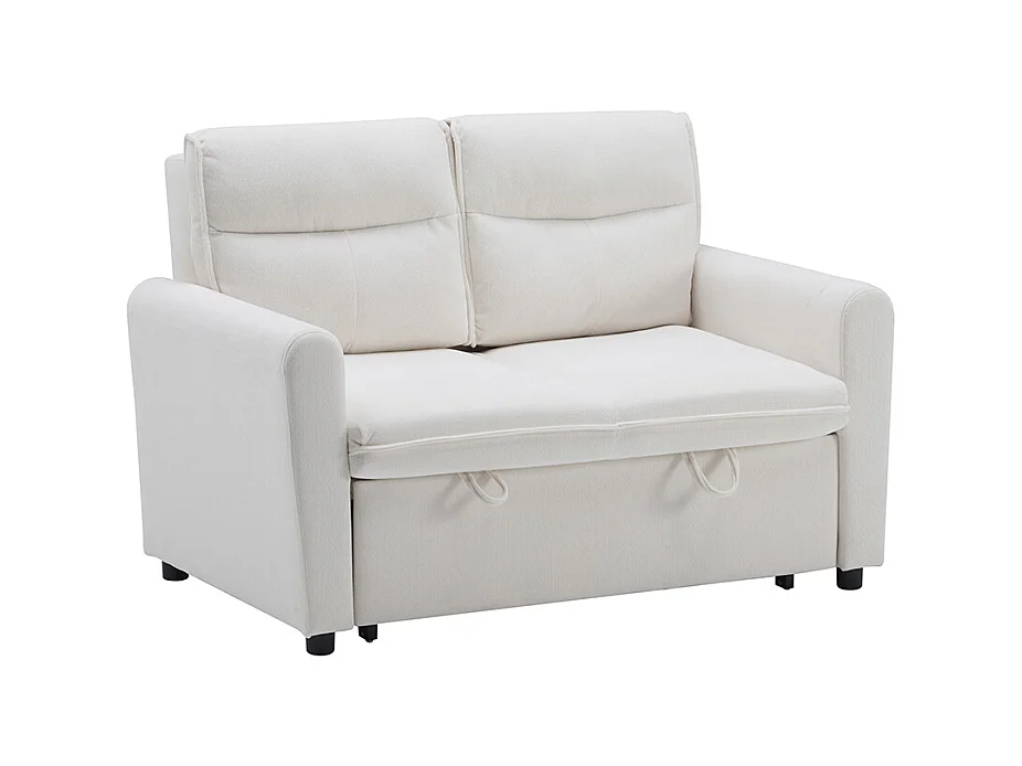 Canapé convertible 2 places moderne avec fonction couchette et dossier réglable grands coussins de dossier inclus beige clair