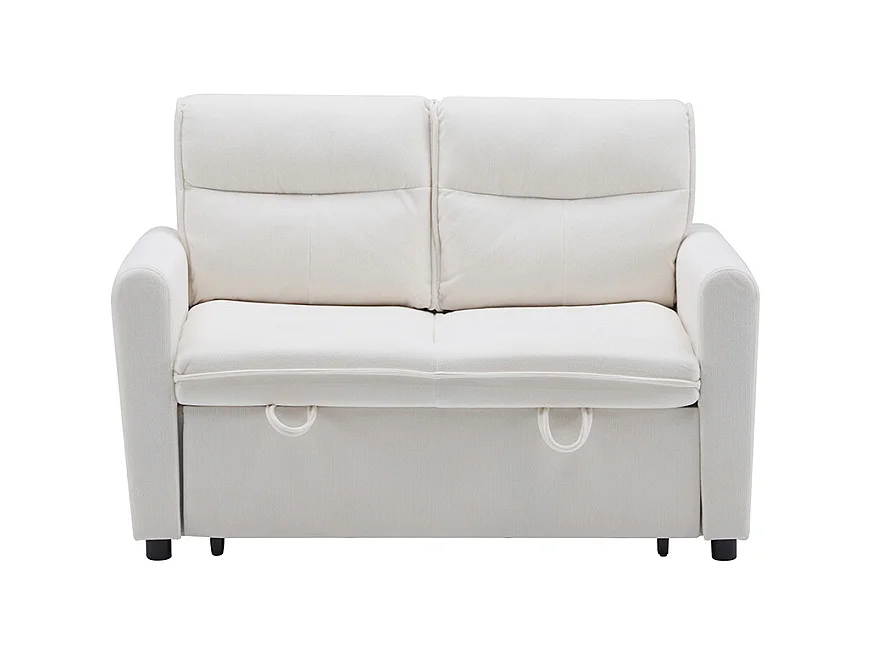 Canapé convertible 2 places moderne avec fonction couchette et dossier réglable grands coussins de dossier inclus beige clair