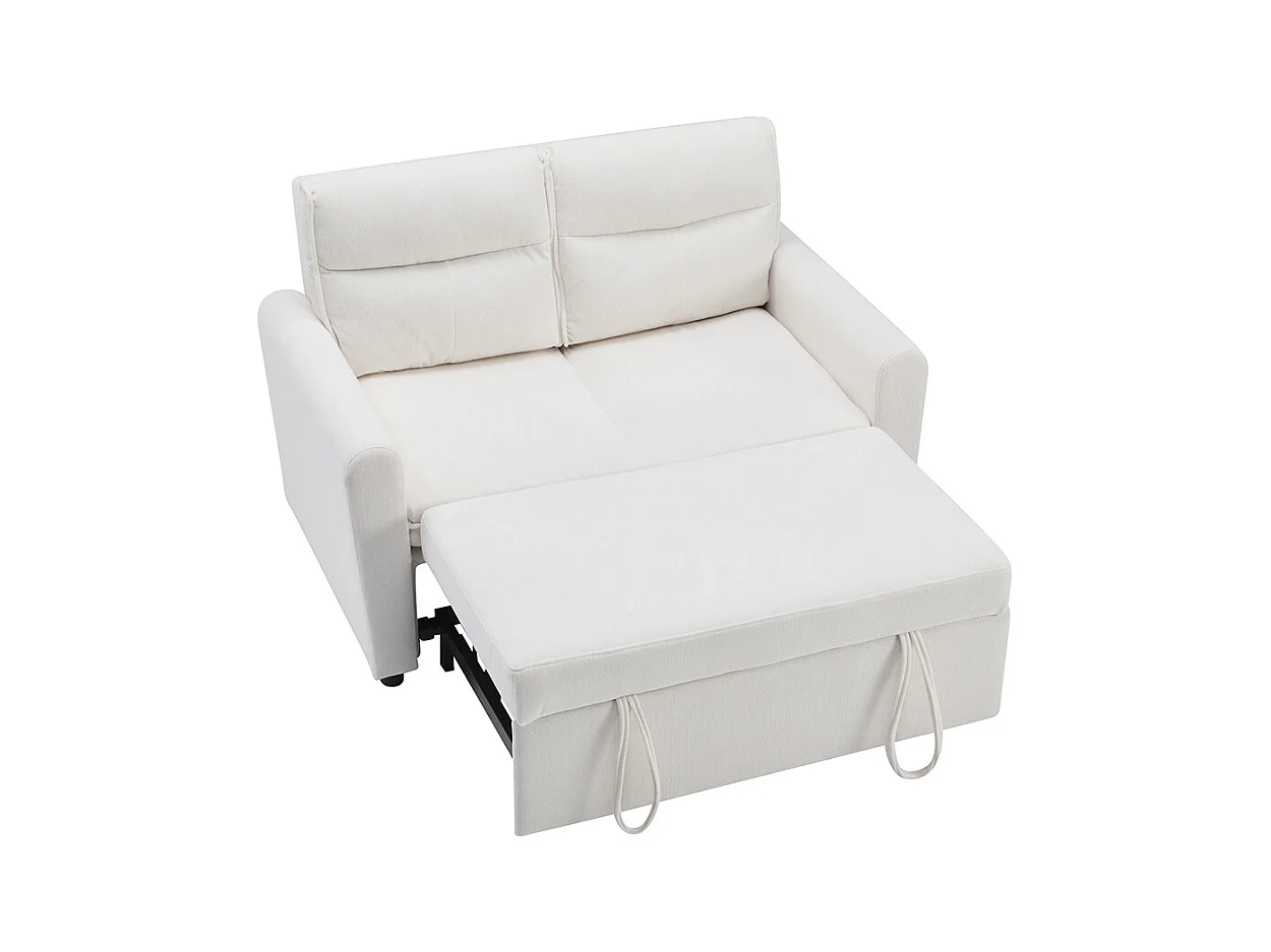 Canapé convertible 2 places moderne avec fonction couchette et dossier réglable grands coussins de dossier inclus beige clair